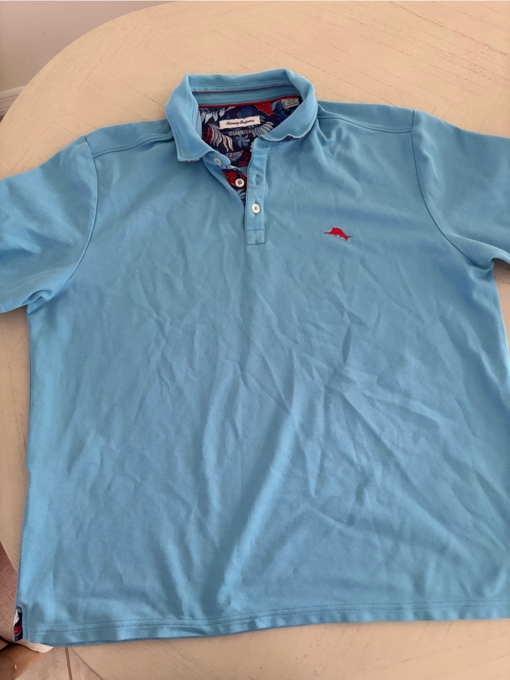 Tommy Bahama Light Blue Polo with Floral Trim